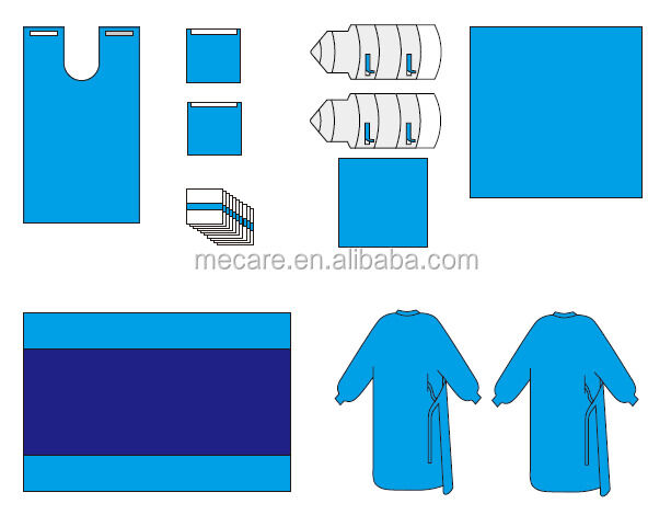 고 흡수성 물질과 3 년의 보관 기간을 가진 병원용 라텍스 없는 일회용 수술용 포장지
